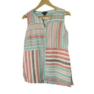Tommy Bahama Linen Tank Top Womens S Multicolor Striped summer americana